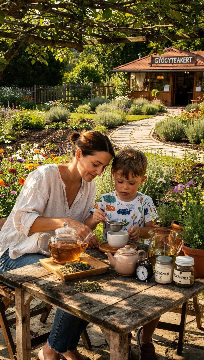 Friss gyógynövények, mint a menta és a kamilla, egy teáskannában.