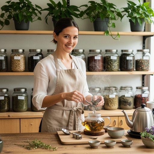 Egy csésze gőzölgő gyógynövénytea a háttérben friss zöld levelekkel.